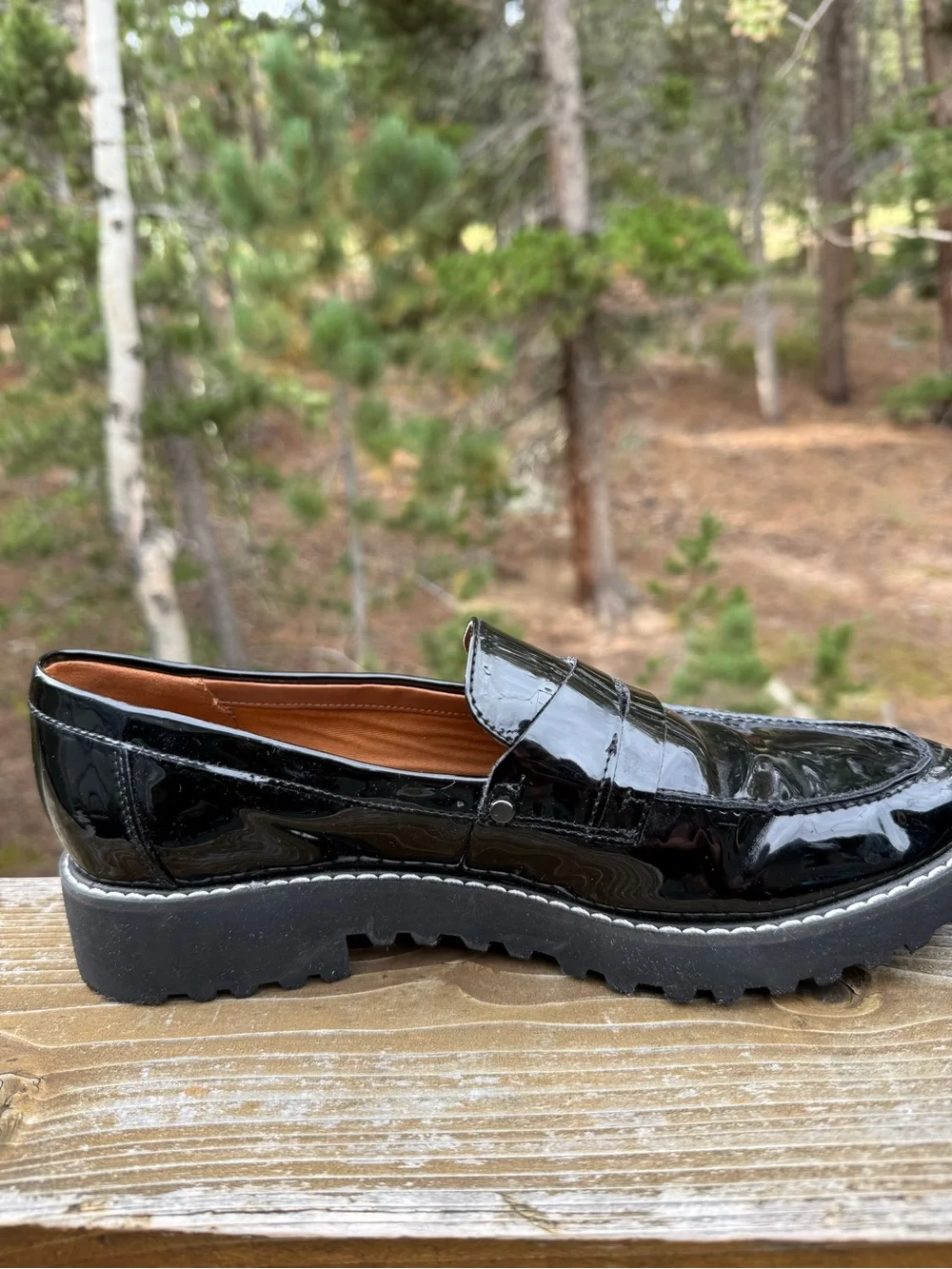 Franco Sarto Women’s size 8 Black Patent Leather Penny Loafers